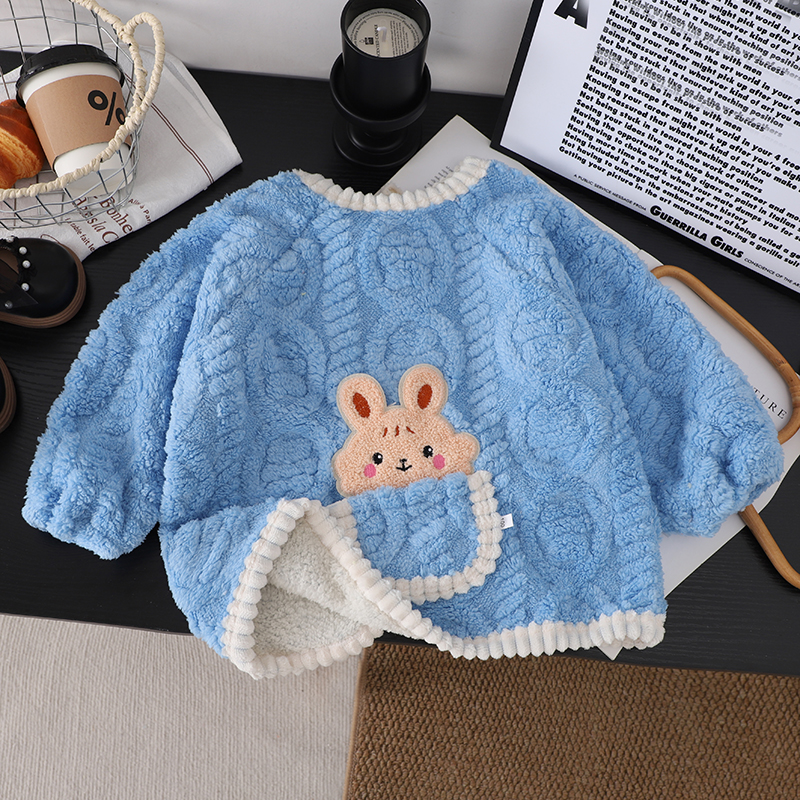 罩衣宝宝冬季加绒加厚男女孩反穿衣护衣洋气外穿反穿衣儿童长袖厚