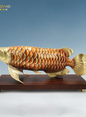 速发新中式装铜金摆鱼客厅玄关电视柜龙件办公室桌面全饰乔迁开