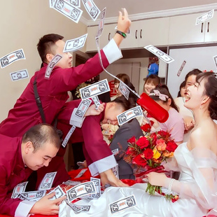 速发喷钱枪伴娘拍照结婚喷子钞票枪婚礼道具筷亲夹钱机堵门吐接机
