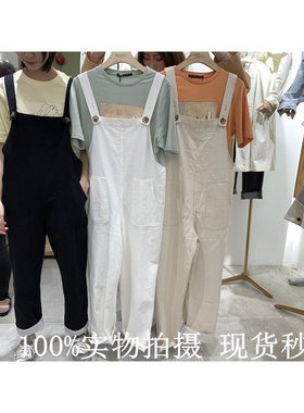 背带裤女韩版休闲宽松学生减龄网红FST/roolev2025春夏新款阔腿裤