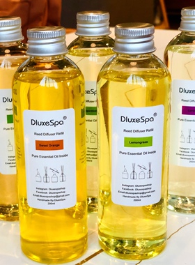 DluxeSpa酒店柠檬草lemongrass泰国无火藤条扩挥香茅薰精油200ml