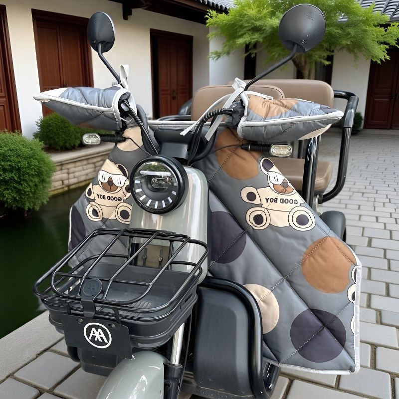 灰小懒三轮车老头乐挡风被老人学生分体款冬季保暖加绒专用挡风