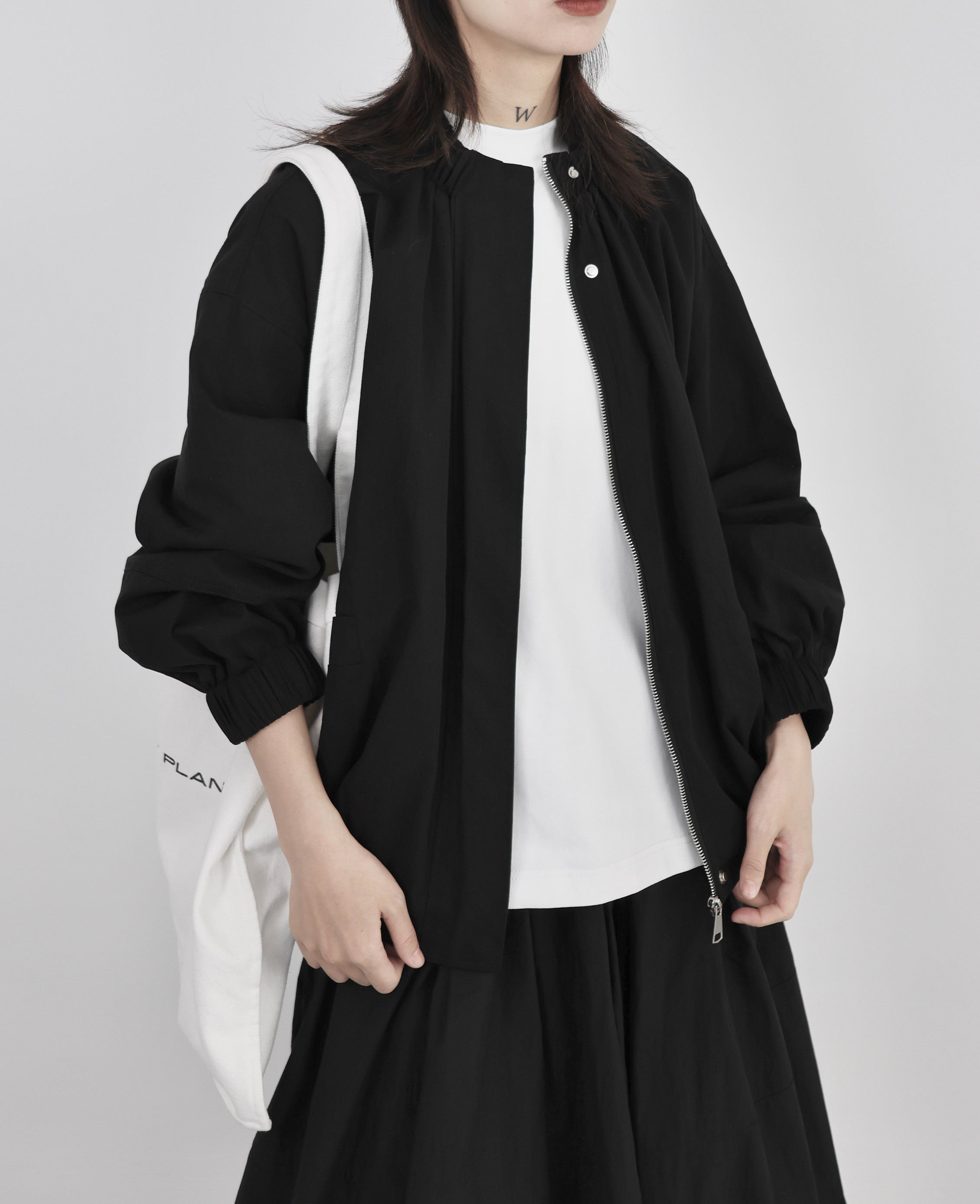 暗黑山本小众立领松紧设计感夹克宽松短款外套女春款韩版上衣拉链