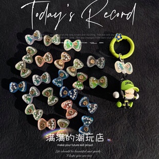 珠光渐变磨砂字母蝴蝶结辰居居串珠diy手机链包挂件材料满50包邮