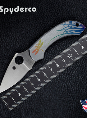 美国进口spyderco蜘蛛C28PT蜻蜓户外不锈钢全钢柄防身便携折叠刀