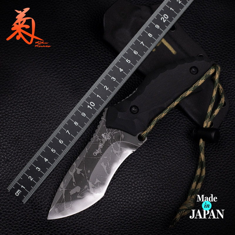 日本进口松田菊男手工刀km-400迷你救援高硬度战术防身小直刀收藏