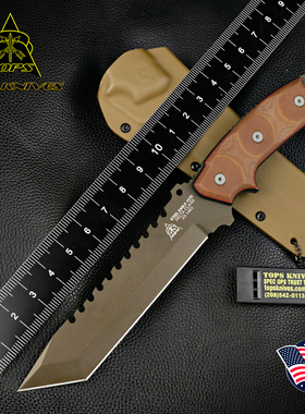 美国进口TOPS托普斯107T头钢鹰高碳钢露营多功能战术装备户外直刀