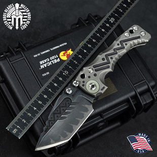 美国进口Miller Bros米勒兄弟T1刀展藏品钛柄粉末钢战术重型折刀