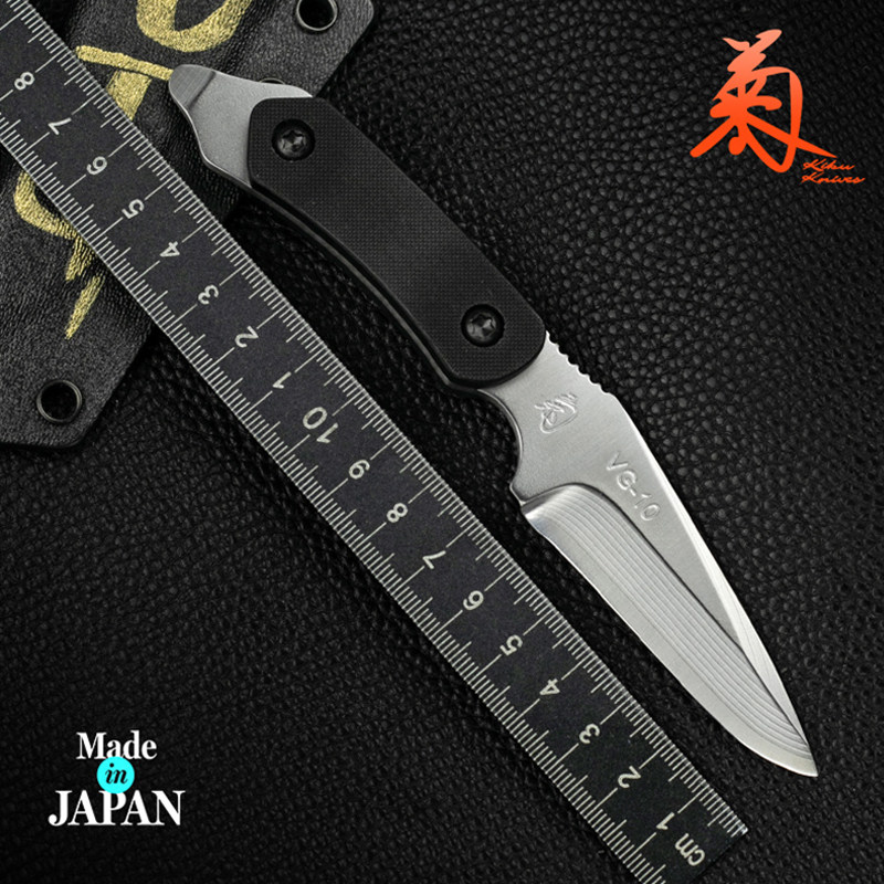 日本进口松田菊男手工刀blue bird蓝鸟层锻大马士革钢便携小直刀