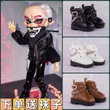 ob11娃鞋 黑色高帮靴子 妖精体 阿巳2.0 3.0 p9 p10 12分bjd娃鞋