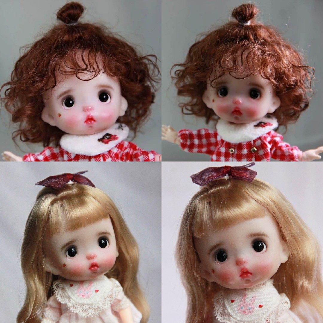 ob11娃娃头假发排牛奶丝马海毛高温丝6分8分bjd 娃男女款新品现货