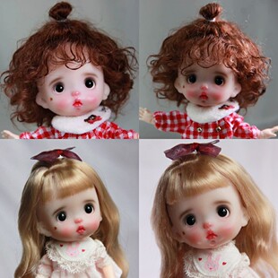ob11娃娃头假发排牛奶丝马海毛高温丝6分8分bjd 娃男女款新品现货