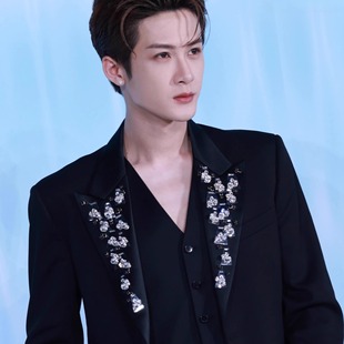 套装 高端休闲风精致西装 男黑色西服外套高级感时尚 檀建次明星同款