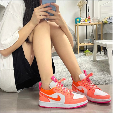 Nike Air Jordan 1 Low AJ1 杏橙粉橙色休闲低帮篮球鞋DJ0530-801