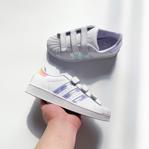 adidas阿迪达斯女童魔术贴贝壳头防滑轻便运动鞋休闲童鞋CG6621