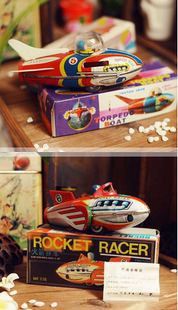 80年代 怀旧绝版老玩具 5号飞船 铁皮玩具 6号飞船火箭赛车