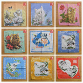 90年代 手帕 纯棉 动物图案 老手绢 怀旧 收藏