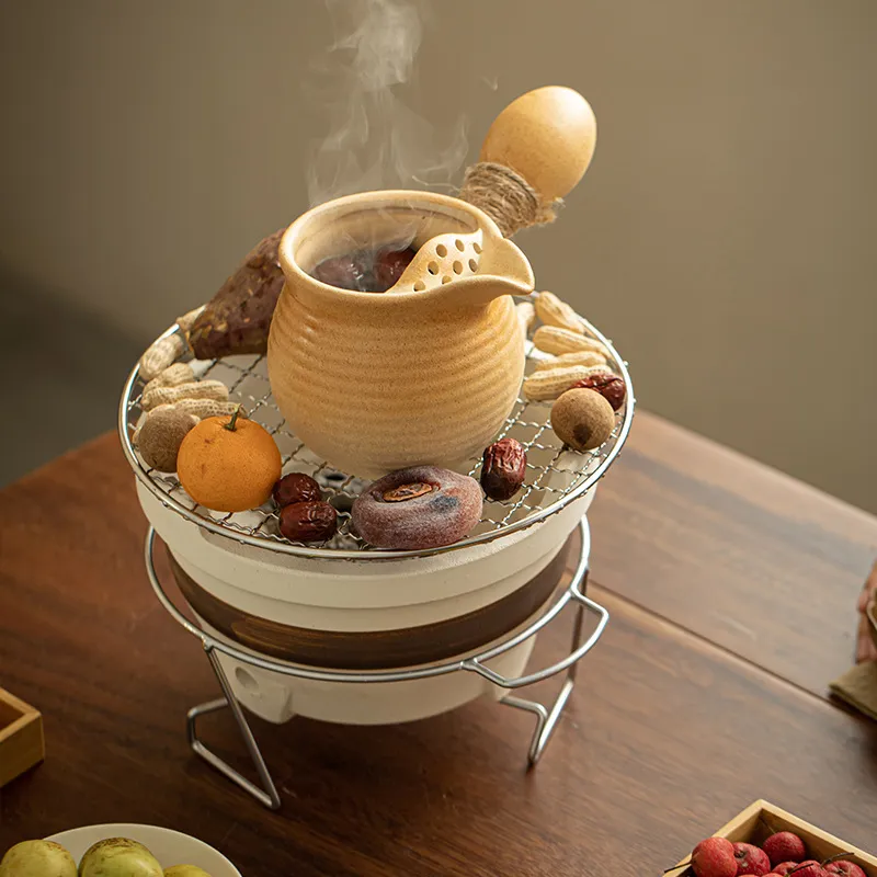 粗陶罐罐煮茶壶烤奶茶陶壶日式烤茶壶侧把壶围炉煮茶泡茶壶套装