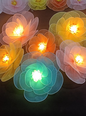 网纱发光玫瑰月季花美陈婚庆装饰