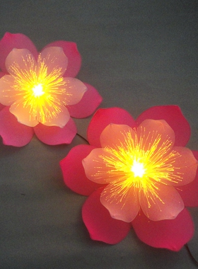 发光桃花丝网花假花橱窗美陈
