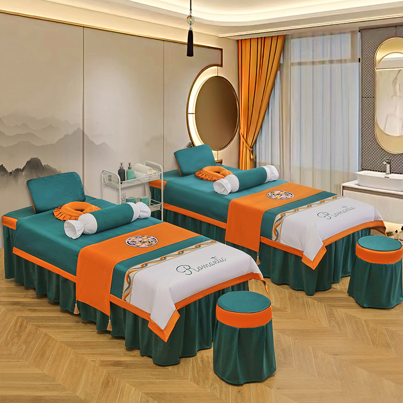 美容院床罩床单四件套全棉棉麻欧式小奢华简约理疗按摩床被罩包邮