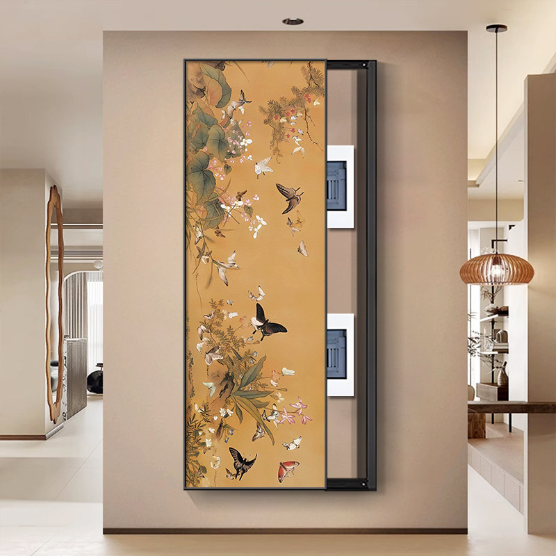 东方美学电表箱装饰画竖中古风复古大尺寸遮挡电箱电闸开关盒挂画