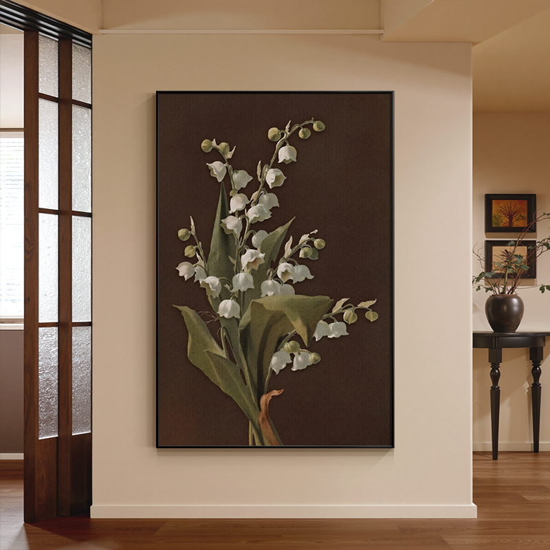 法式复古花卉玄关装饰画中古风客厅背景墙挂画小众餐厅桌面摆件画图片