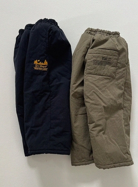 现货GOU韩国童装25冬男女童休闲字母直筒长裤保暖加厚羊毛绒棉裤