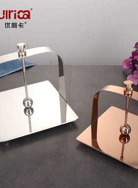 不锈钢纸巾座方形纸巾架方巾底座子酒店餐厅餐巾架餐桌创意压纸座