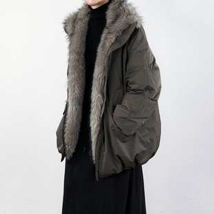 尢系UXI通勤加厚保暖羽绒服女秋冬新款 上衣外套 白鸭绒毛领落肩款