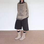 针织毛衫 尢系UXI 复古做旧美拉德渐变字母喷画宽松毛衣大版