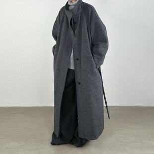 尢系UXI老钱立领羊绒大衣女秋冬保暖气质显瘦羊毛中长款 风衣外套