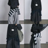 尢系UXI 复古慵懒松弛感条纹针织围巾屁帘