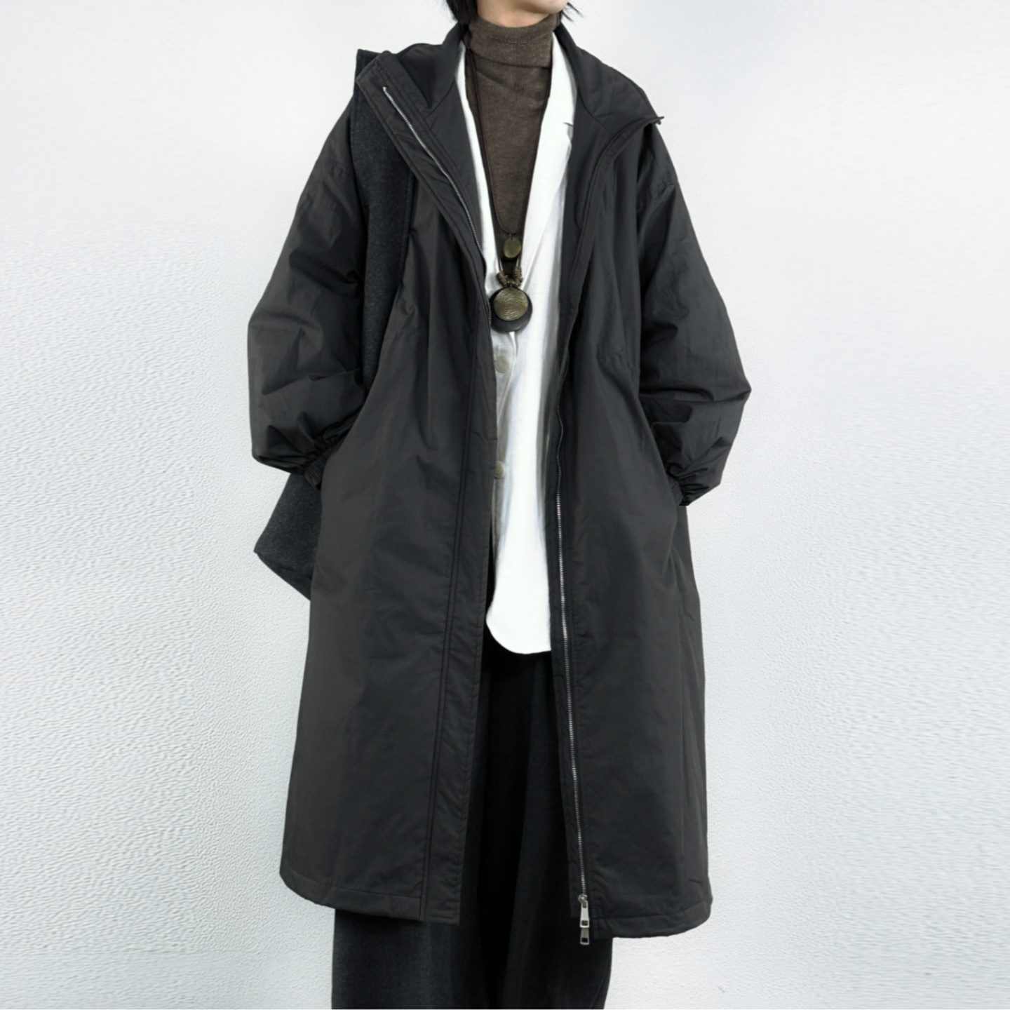 立领廓形风衣女2025秋冬宽松大衣