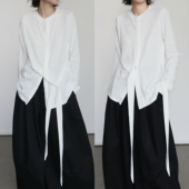 绑带开衫 尢系UXI 日系纯色圆领长袖 女宽松显瘦百搭外套T恤上衣