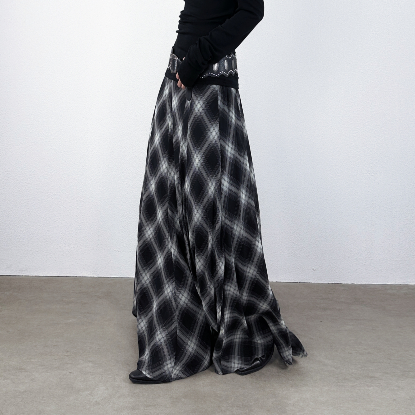 格子半身裙女2025新款高腰显瘦