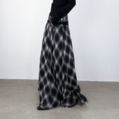 尢系UXI通勤格纹半身裙女秋冬高腰显瘦A摆大摆裙设计感半裙长裙子