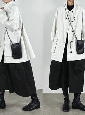 尢系UXI 2025复古日系拉链结构斜挎单肩装饰搭配手机包黑色小包