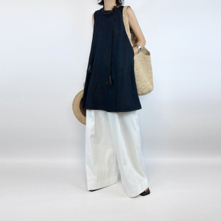 套装 背心裙百搭拖地阔腿裤 女 复古水洗牛仔无袖 尢系UXI