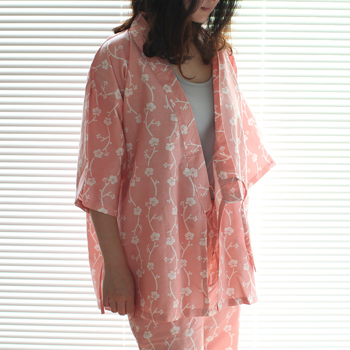 Castle Garden和服式短打浴衣家居服套装 粉樱