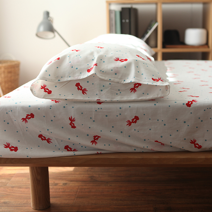 复古和风斜纹新疆棉金鱼姬床笠