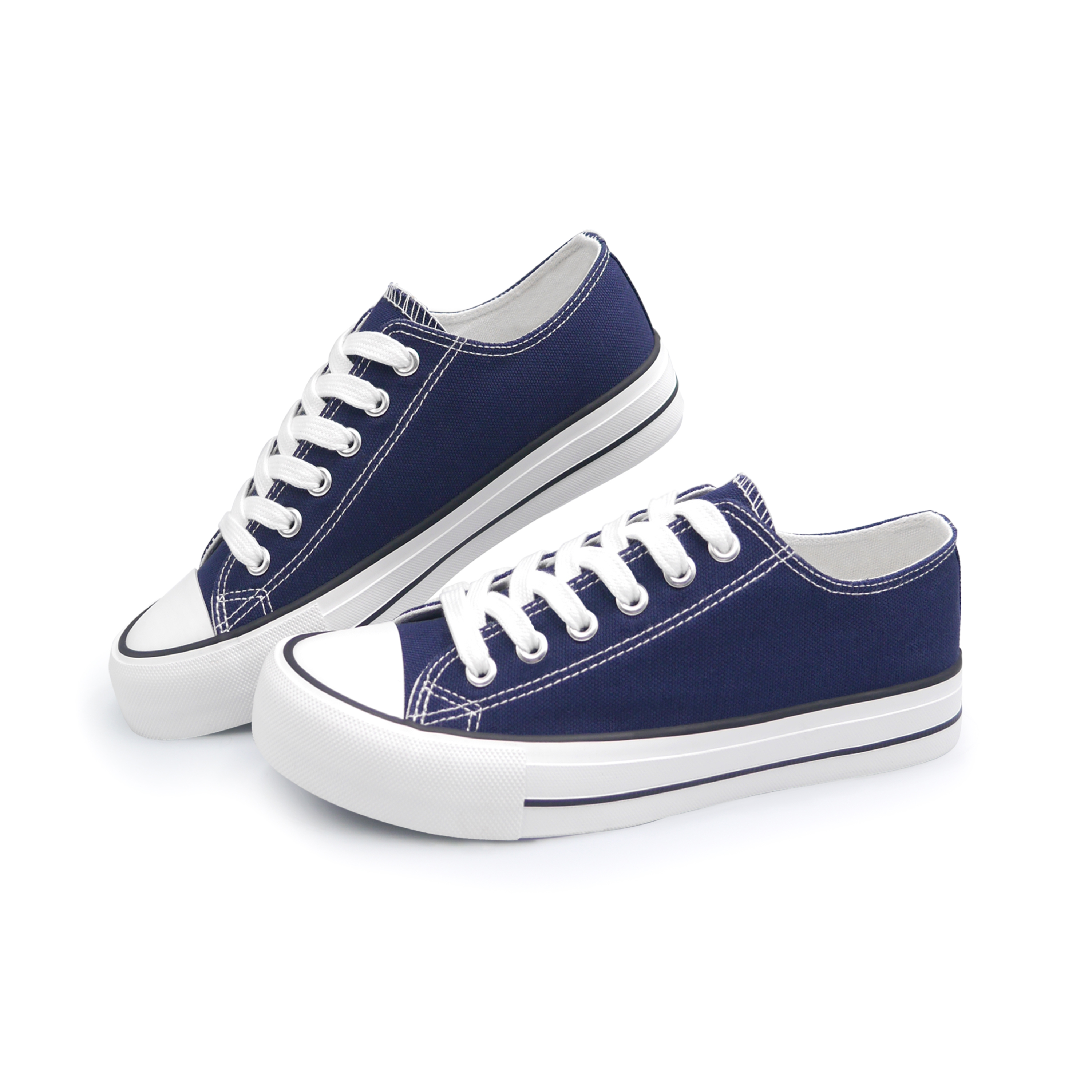 深蓝色大码帆布鞋女鞋时尚百搭欧美风低帮高性价比休闲鞋新款学生