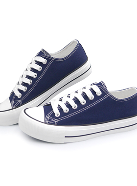 深蓝色大码帆布鞋女鞋时尚百搭欧美风低帮高性价比休闲鞋新款学生