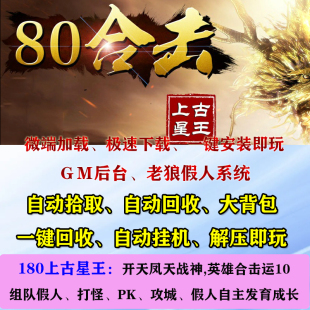 热血传奇单机1.80上古星王英雄合击+3假人pk攻城后台电脑pc微端