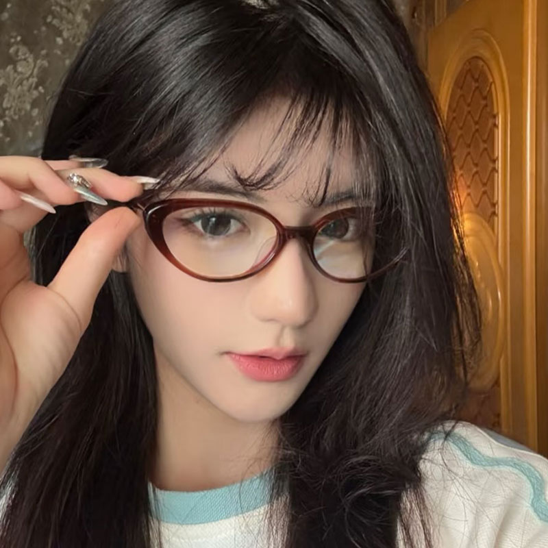 三角复古猫眼防蓝光眼镜素颜神器