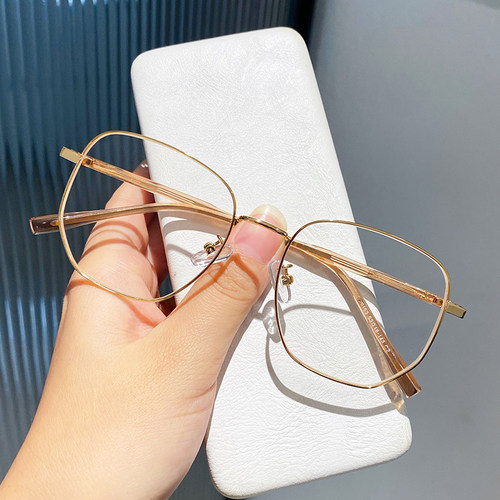 男女复古金丝边防蓝光眼镜框