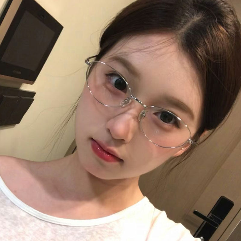 复古猫眼小脸书呆子金属框眼镜女