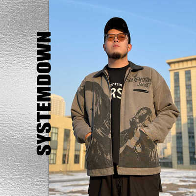 SSTD春季NANA底特律J97军布ol夹克翻领水洗做旧大码外套格纹内里