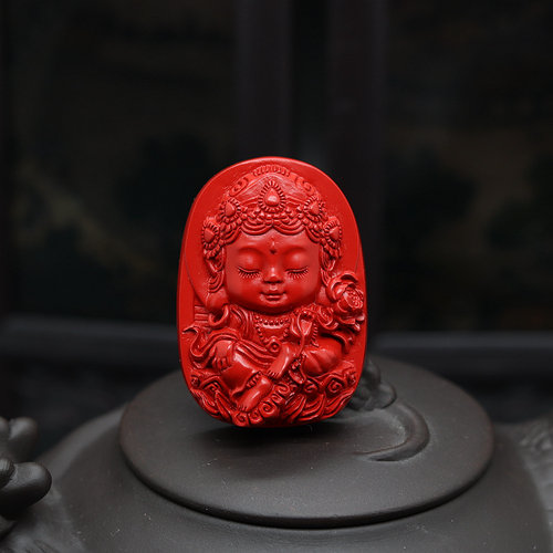 朱砂绿度母宝宝款挂件吊坠