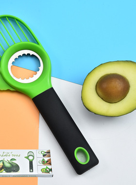 新款创厨师工具 牛油果刀水果辅食刀三合一鳄梨切半去核挖勺器